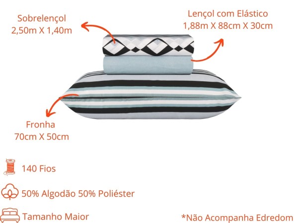 Encontraproduto.com.br - Jogo de Cama Solteiro Duplo 3 Peças Sultan Realce Premium Akira