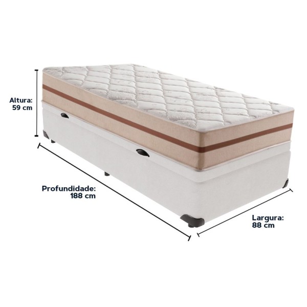 Encontraproduto.com.br - Cama Box Com Baú Branco E Colchão Solteiro Classic Anjos