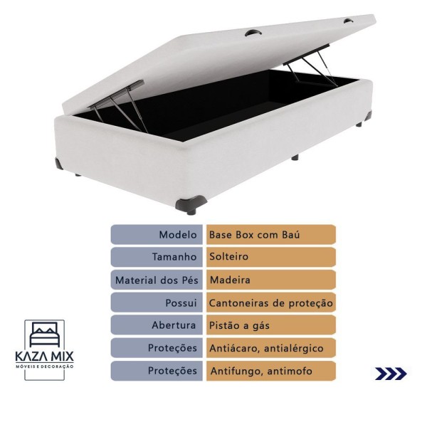Encontraproduto.com.br - Cama Box Com Baú Branco E Colchão Solteiro Classic Anjos