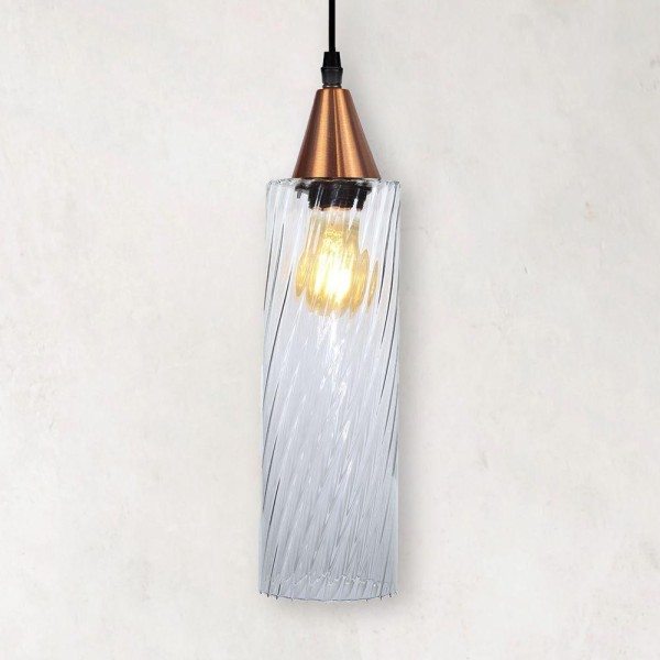 Encontraproduto.com.br - Lustre Pendente Taschibra Anne Rigato E27 Transparente Bivolt Cobre