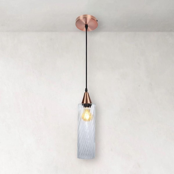 Encontraproduto.com.br - Lustre Pendente Taschibra Anne Rigato E27 Transparente Bivolt Cobre