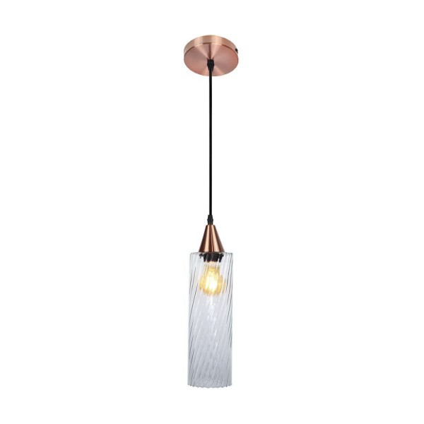 Encontraproduto.com.br - Lustre Pendente Taschibra Anne Rigato E27 Transparente Bivolt Cobre
