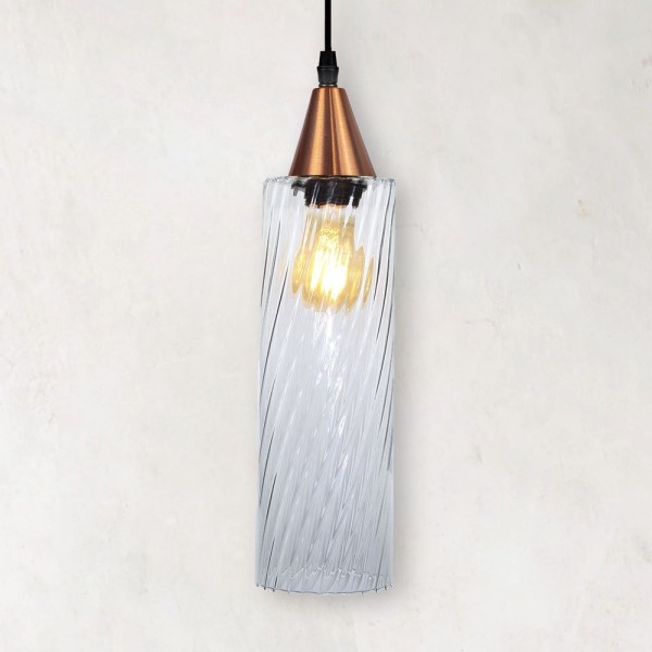 Encontraproduto.com.br - Lustre Pendente Taschibra Anne Rigato E27 Transparente Bivolt Cobre