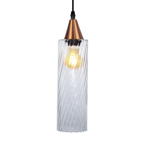 Encontraproduto.com.br - Lustre Pendente Taschibra Anne Rigato E27 Transparente Bivolt Cobre