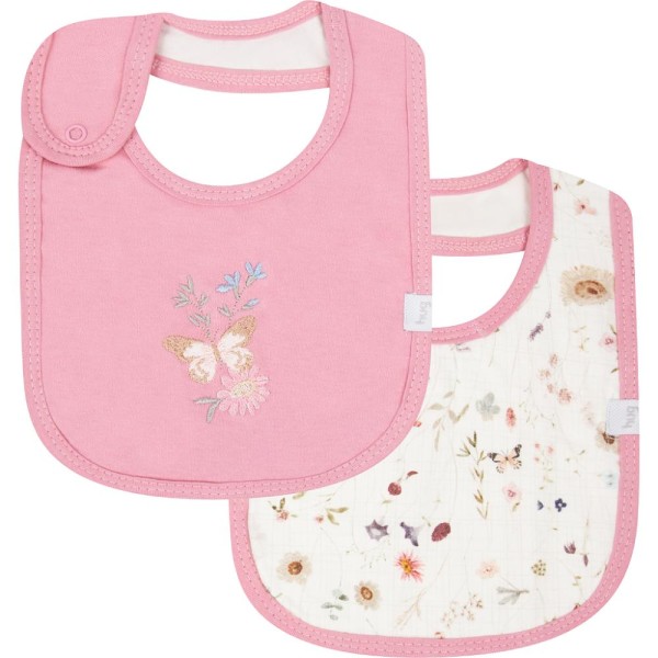 Kit Com 2 Babadores Bebê Blossom Rosa Menina - Hug