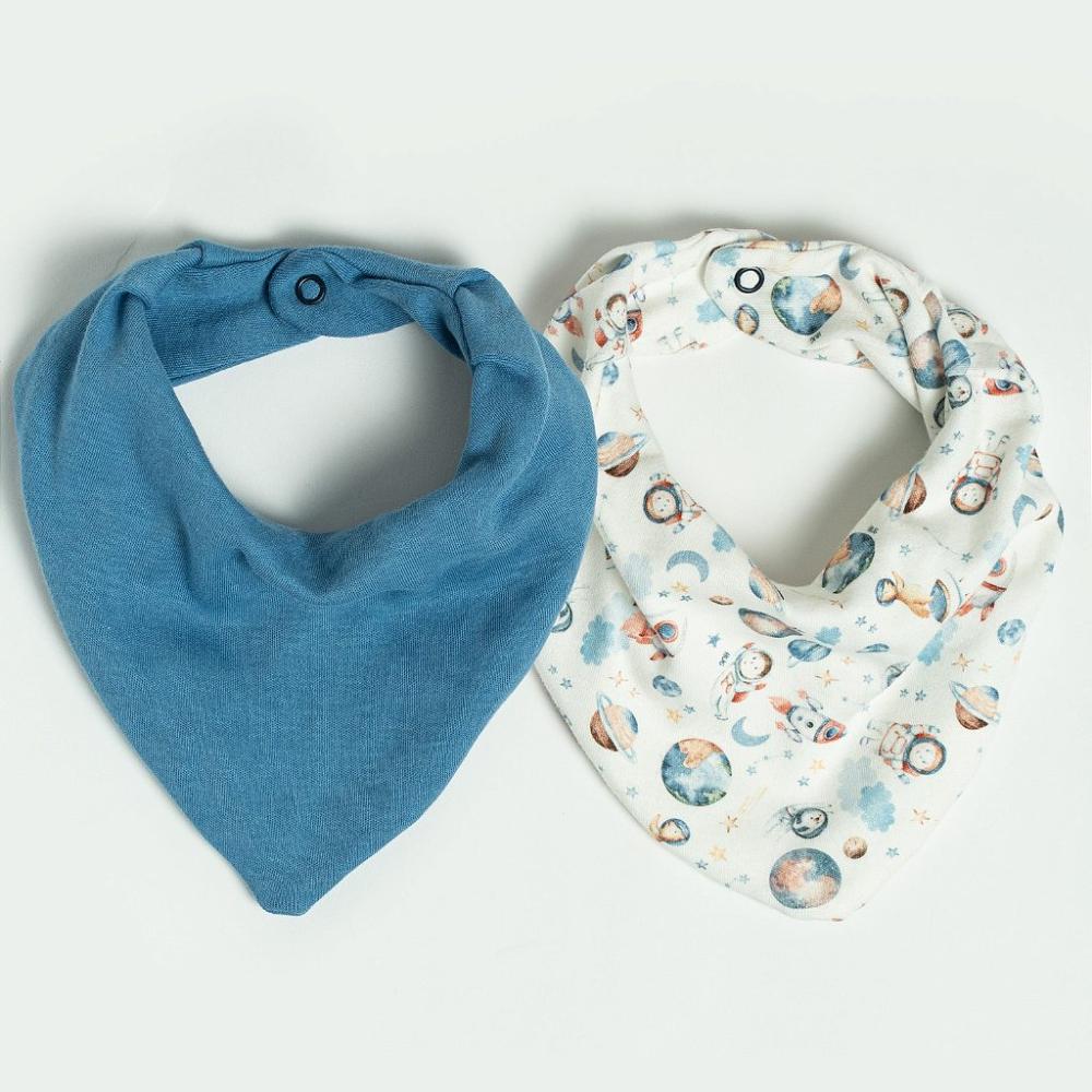 Encontraproduto.com.br - Kit Com 2 Babadores Hug Bandana Espacial Azul Nimbus