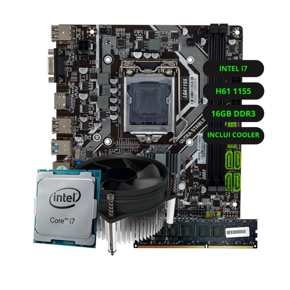 Encontraproduto.com.br - Kit Upgrade Intel Core i7 Placa Mãe H61 Memória RAM 16GB DDR3