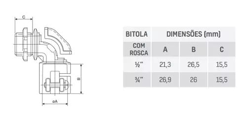 Encontraproduto.com.br - Conector Curvo 3/4 Tramontina com Rosca