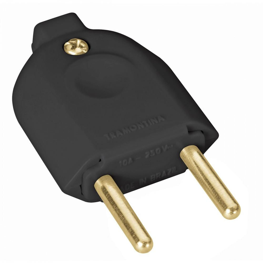 Plugue Macho 2P 10 A 250 V Tramontina Preto