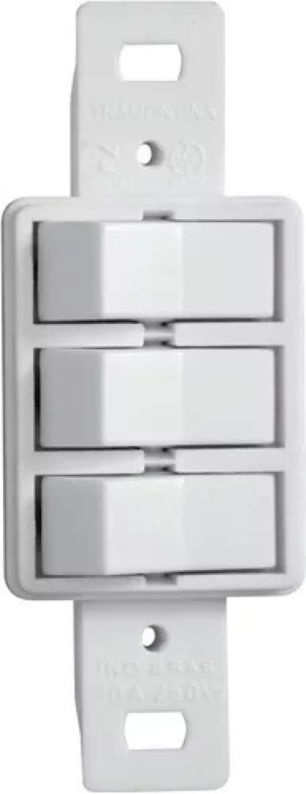 Monobloco 2 Interruptores Simples + 1 Paralelo 10a 250v~ Cor Branco Tramontina