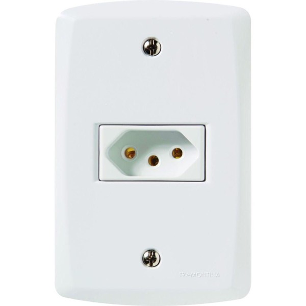 Encontraproduto.com.br - Conjunto Tomada Lux2 1 Módulo 2P+T 10A Branco Tramontina