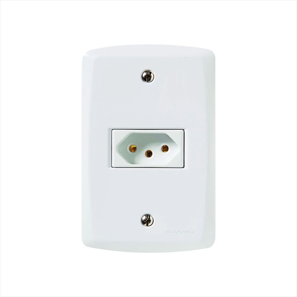 Encontraproduto.com.br - Conjunto Tomada Lux2 1 Módulo 2P+T 10A Branco Tramontina