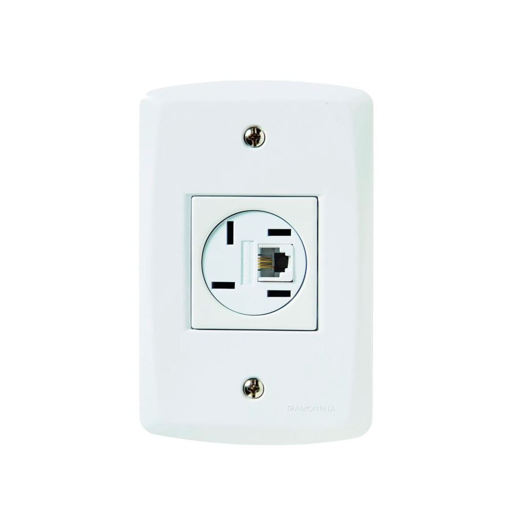 Tomada Tramontina Para Telefone 4 Polos Telebras + RJ11 Lux2 57145/018