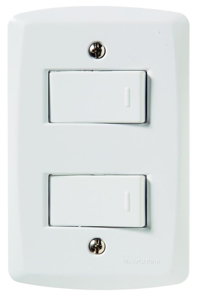Encontraproduto.com.br - Conjunto 4x2 com 2 Interruptores Simples 10 A 250 V Tramontina Lux2 Branco