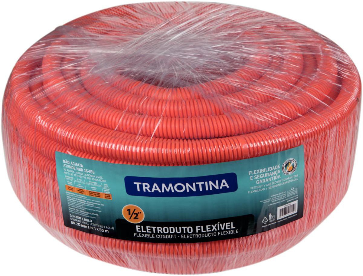 Encontraproduto.com.br - Eletroduto Corrugado 32mm Ref 25mts Laranja Tramontina