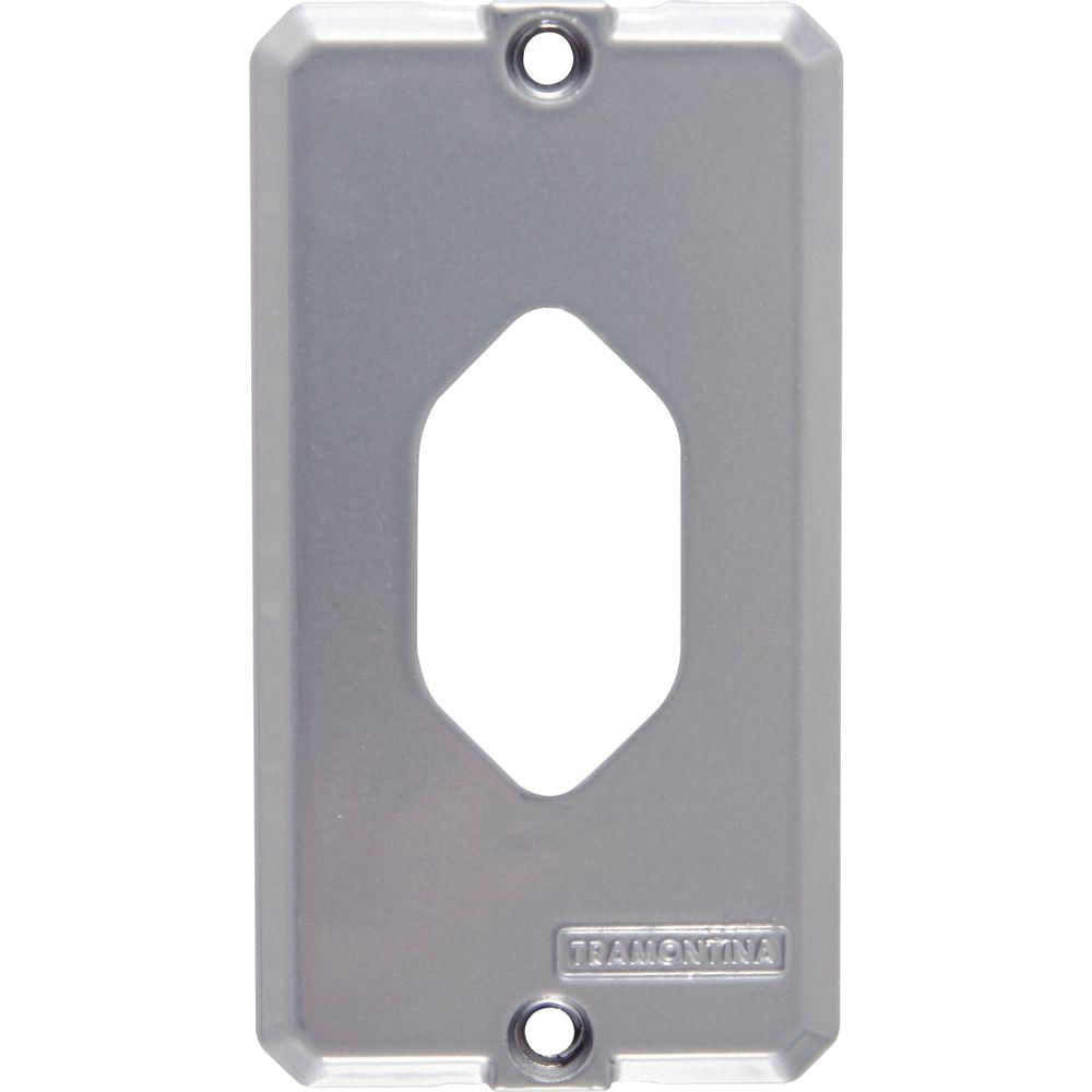 Encontraproduto.com.br - Tampa para Condulete 1/2 e 3/4 Tramontina com 1 Posto Tomada Vertical e com Pintura