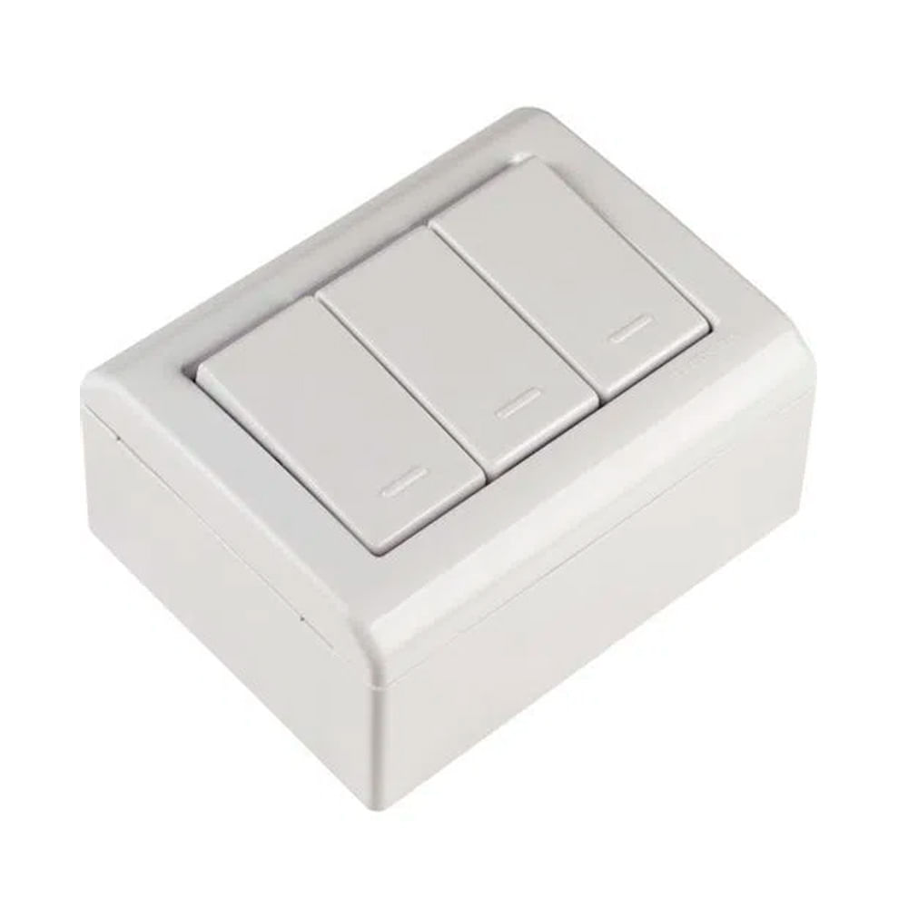 Encontraproduto.com.br - Caixa de Sobrepor com 3 Interruptores Simples 10 A 250 V Tramontina LizFlex Branca