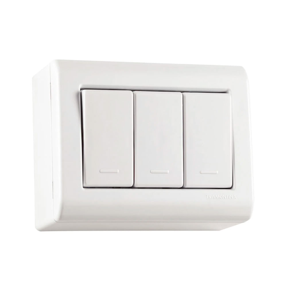 Encontraproduto.com.br - Caixa de Sobrepor com 3 Interruptores Simples 10 A 250 V Tramontina LizFlex Branca