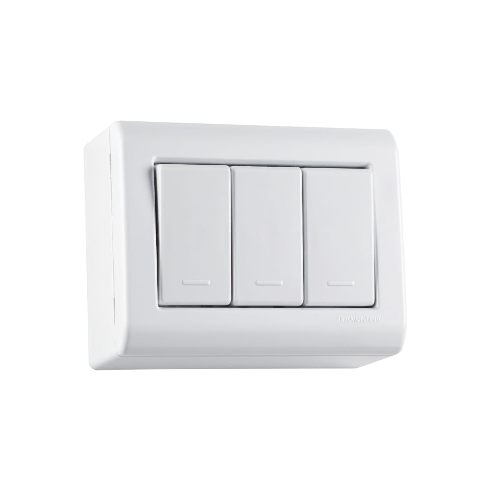 Encontraproduto.com.br - Caixa de Sobrepor com 3 Interruptores Simples 10 A 250 V Tramontina LizFlex Branca