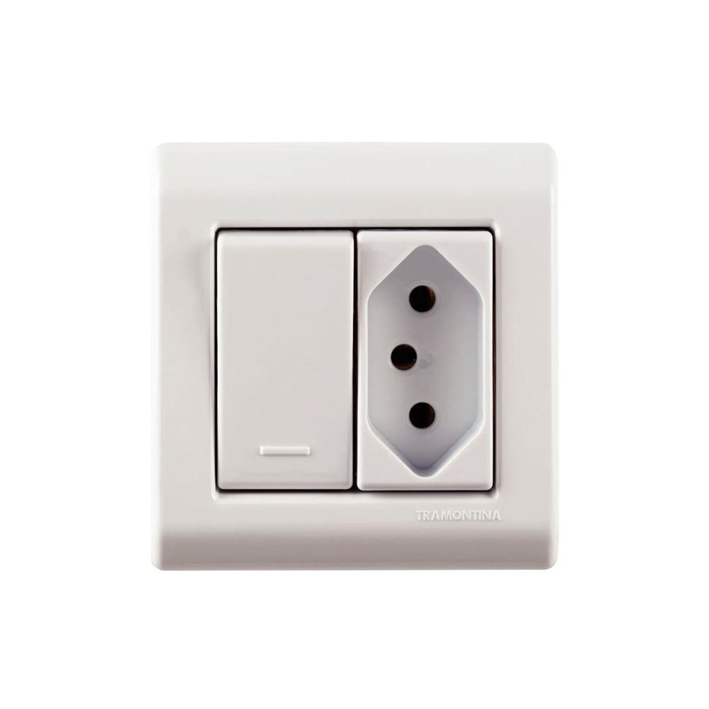 Encontraproduto.com.br - Caixa de Sobrepor Tramontina com 1 Interruptor 10 A 250 V e 1 Tomada 2 P + T 20 A 250 V – Lizflex Branca