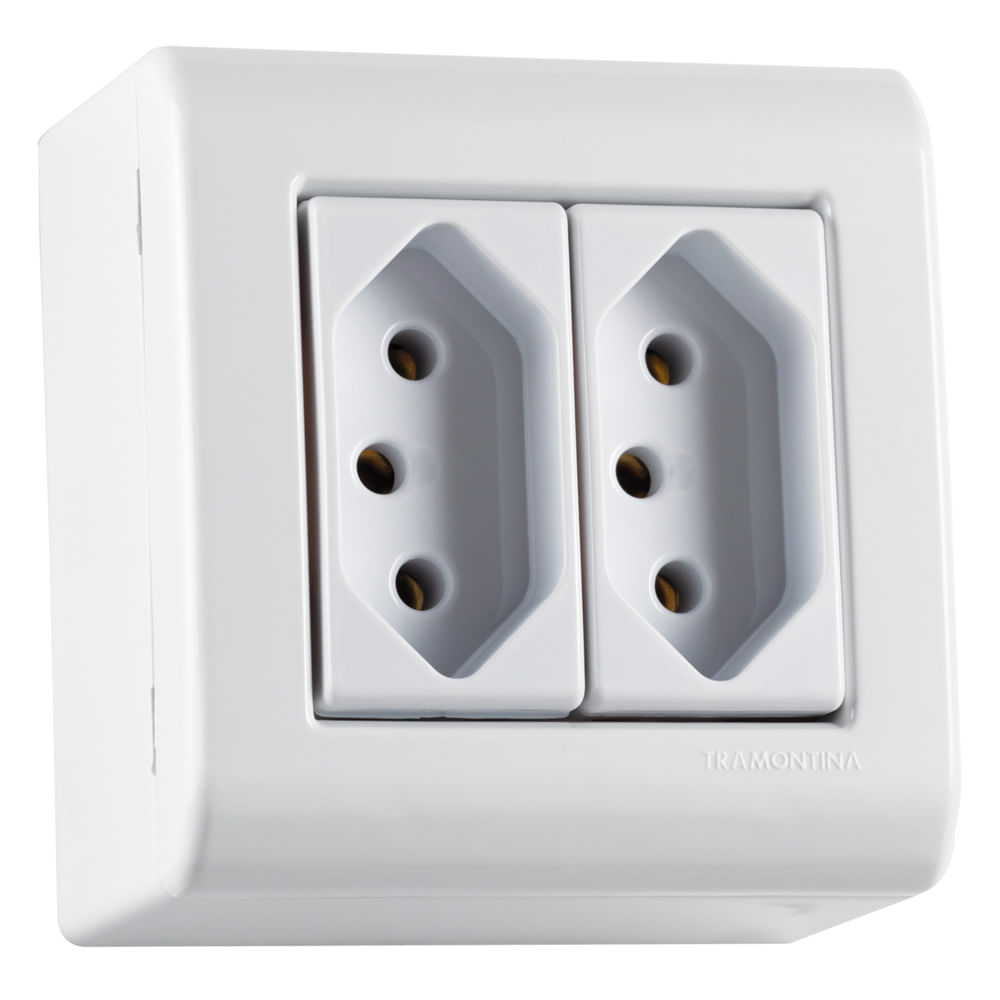Encontraproduto.com.br - Caixa Com Tampa 2 Tomada 2P+T 20A/250V