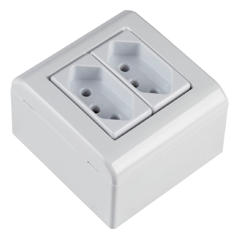 Encontraproduto.com.br - Caixa Com Tampa 2 Tomada 2P+T 20A/250V