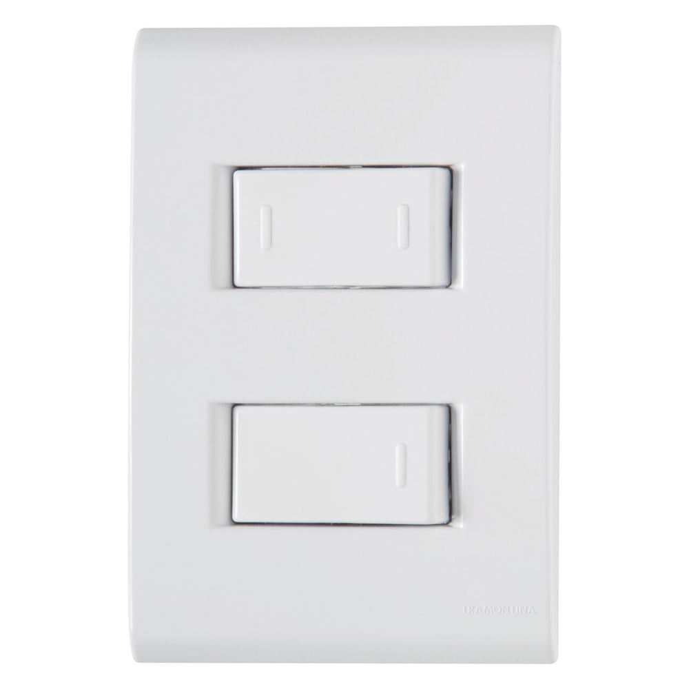 Encontraproduto.com.br - Conjunto 4x2 com 1 Interruptor Simples 10A 250V e 1 Interruptor Paralelo 10A 250V Liz Branco - 57170045 - Tramontina
