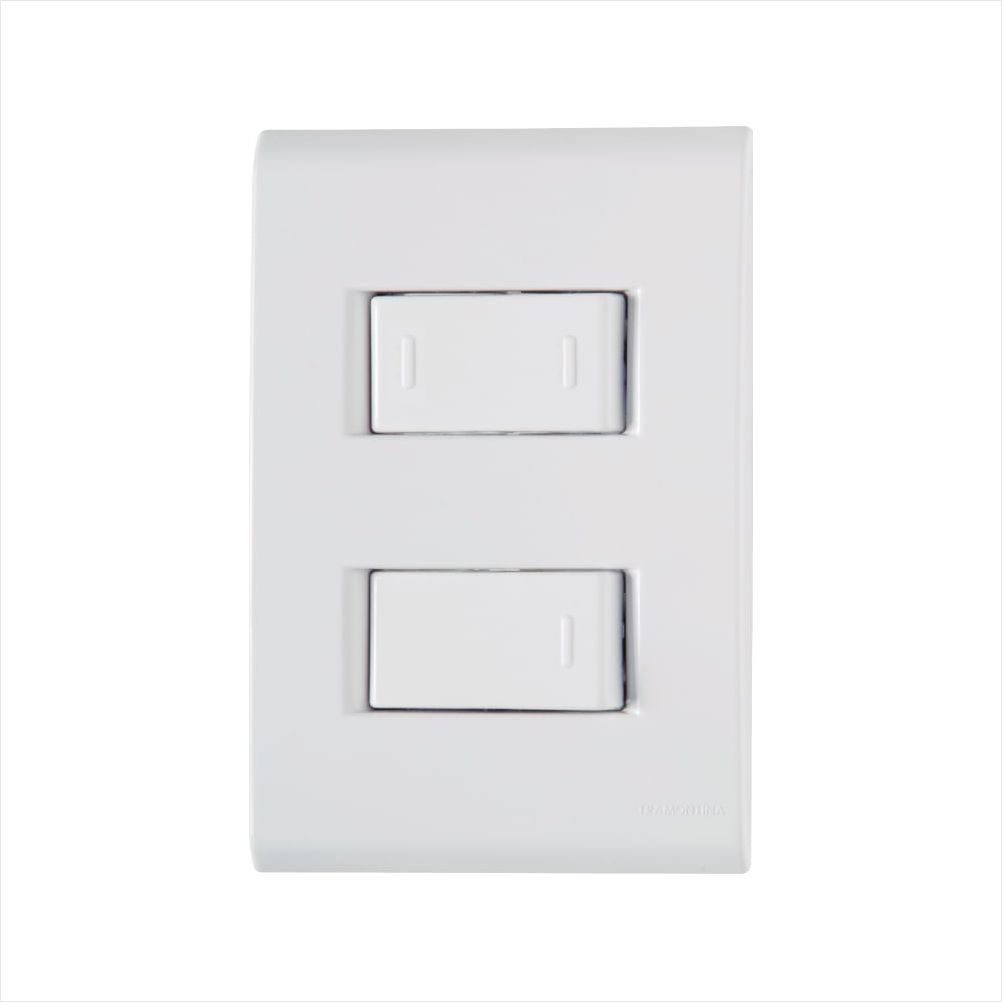 Encontraproduto.com.br - Conjunto 4x2 com 1 Interruptor Simples 10A 250V e 1 Interruptor Paralelo 10A 250V Liz Branco - 57170045 - Tramontina