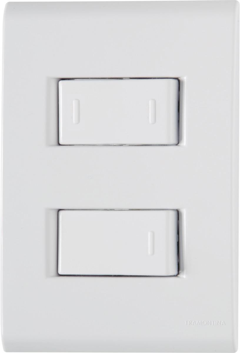 Encontraproduto.com.br - Conjunto 4x2 com 1 Interruptor Simples 10A 250V e 1 Interruptor Paralelo 10A 250V Liz Branco - 57170045 - Tramontina