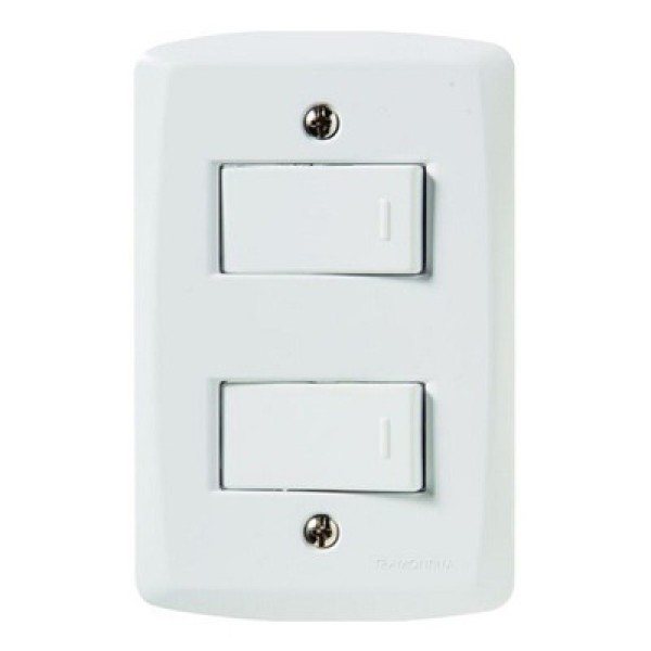 Conjunto 4x2 com 1 Interruptor Simples 10 A 250 V e 1 Interruptor Paralelo 10 A 250 V Tramontina Lux2 Branco