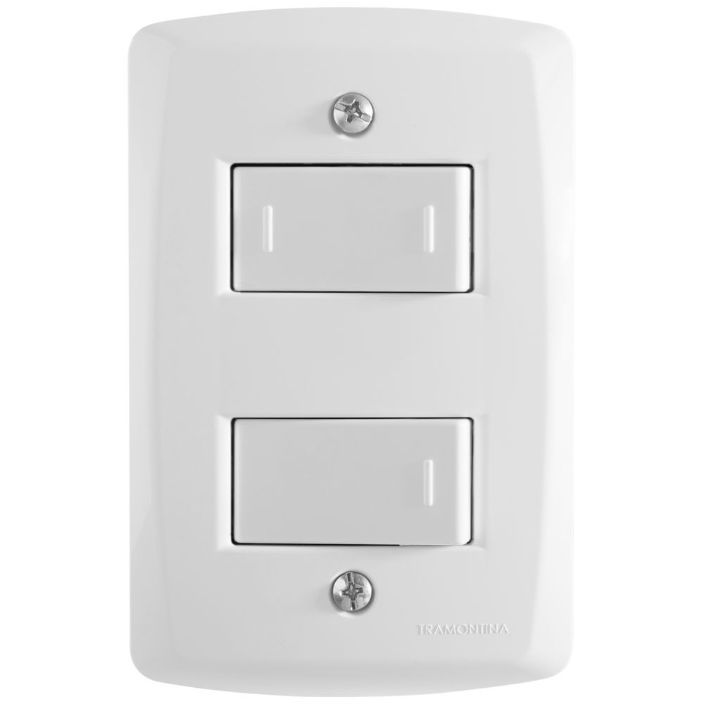 Encontraproduto.com.br - Conjunto 4x2 com 1 Interruptor Simples 10 A 250 V e 1 Interruptor Paralelo 10 A 250 V Tramontina Lux2 Branco