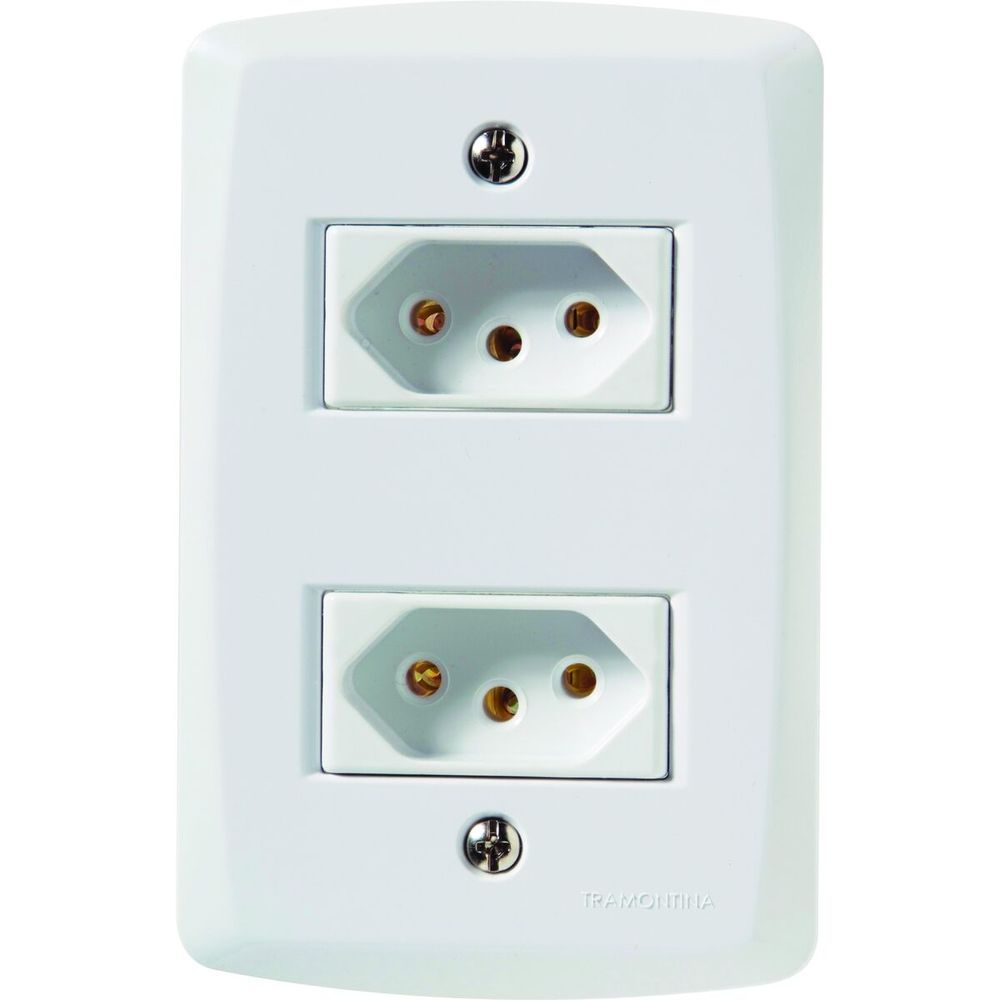 Encontraproduto.com.br - Conjunto 4x2 com 2 Tomadas 2P+T 20 A 250 V Tramontina Lux2 Branco