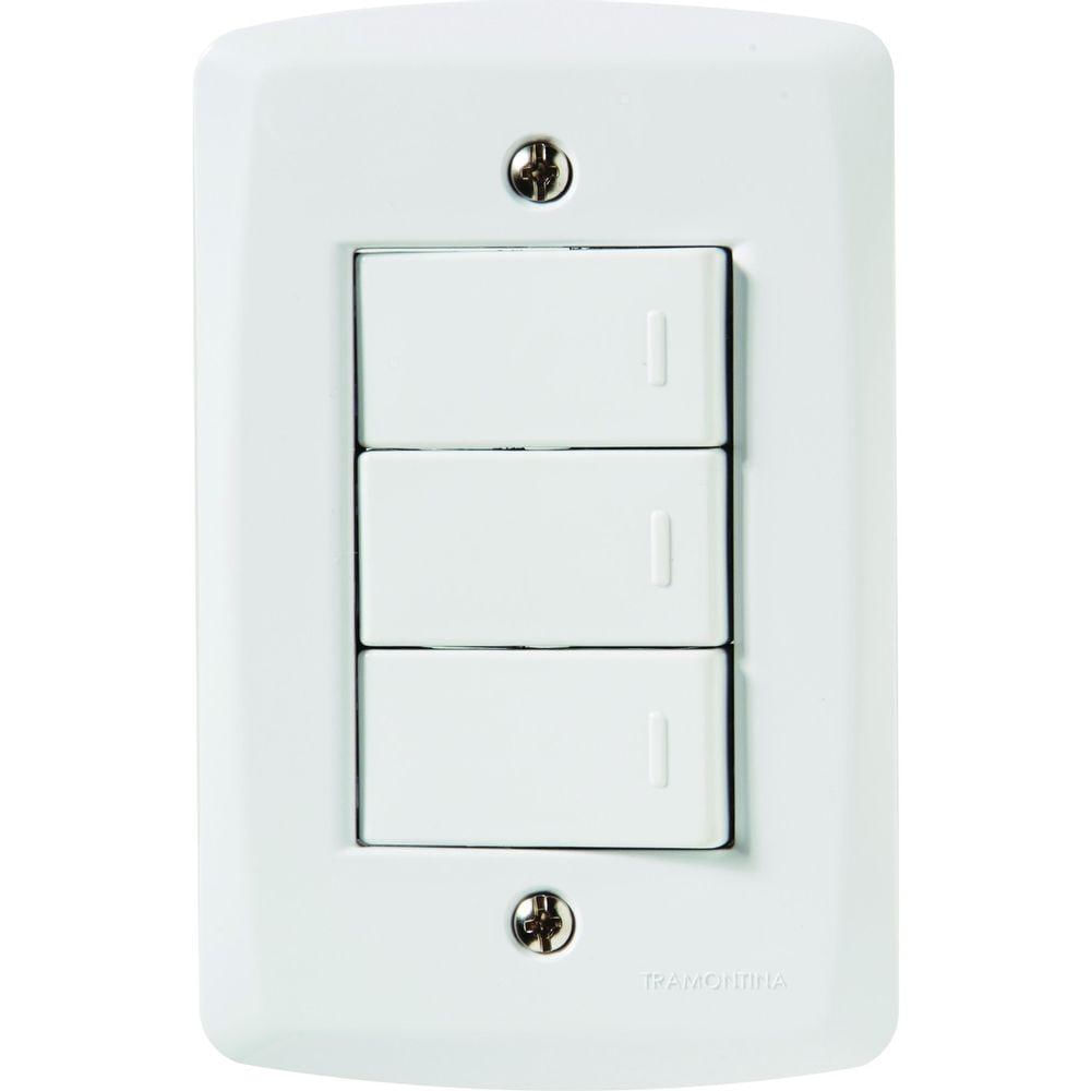 Encontraproduto.com.br - Conjunto 4x2 com 3 Interruptores Paralelos Lux2 Branco 10A 250V - 57145078 - Tramontina