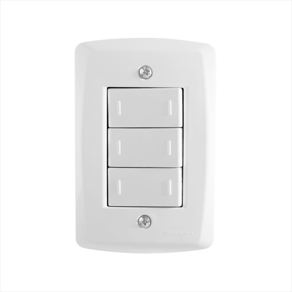 Encontraproduto.com.br - Conjunto 4x2 com 3 Interruptores Paralelos Lux2 Branco 10A 250V - 57145078 - Tramontina