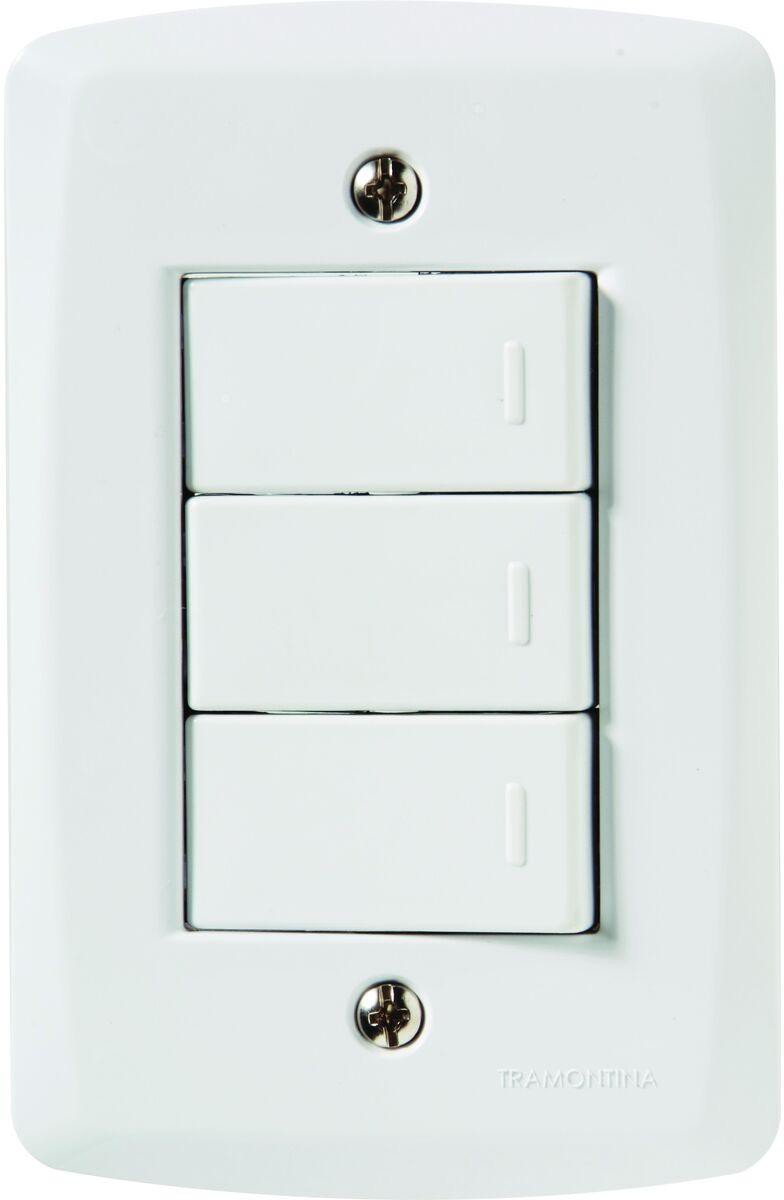 Encontraproduto.com.br - Conjunto 4x2 com 3 Interruptores Paralelos Lux2 Branco 10A 250V - 57145078 - Tramontina