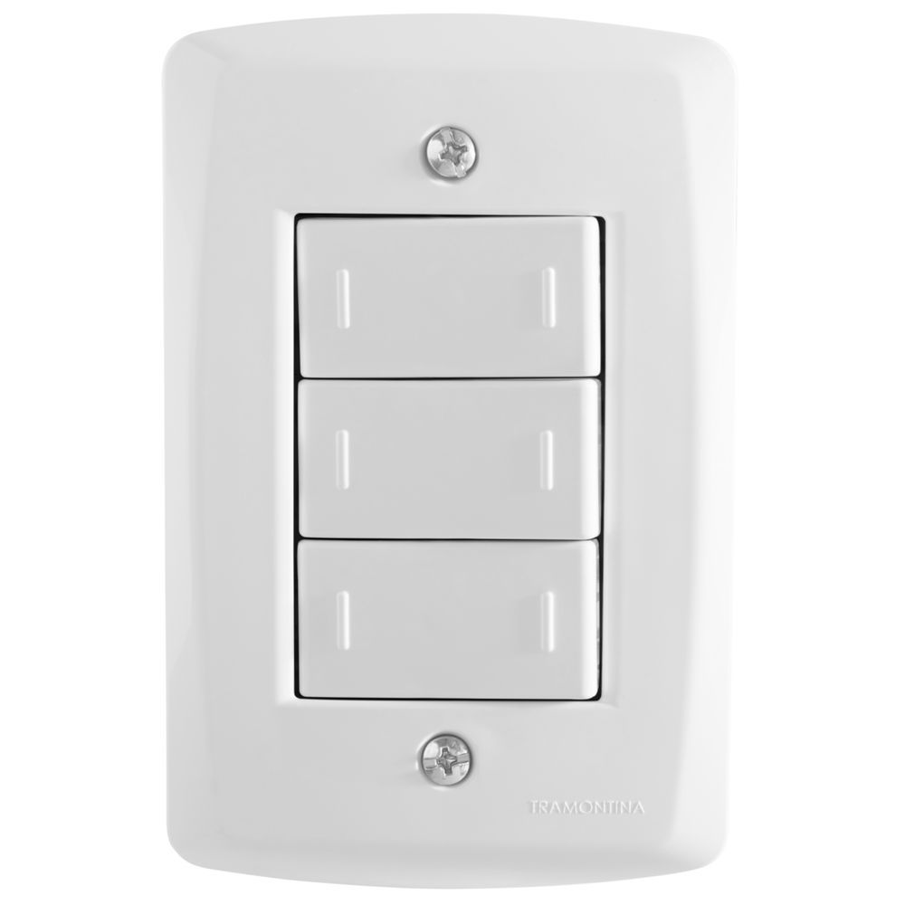 Encontraproduto.com.br - Conjunto 4x2 com 3 Interruptores Paralelos Lux2 Branco 10A 250V - 57145078 - Tramontina