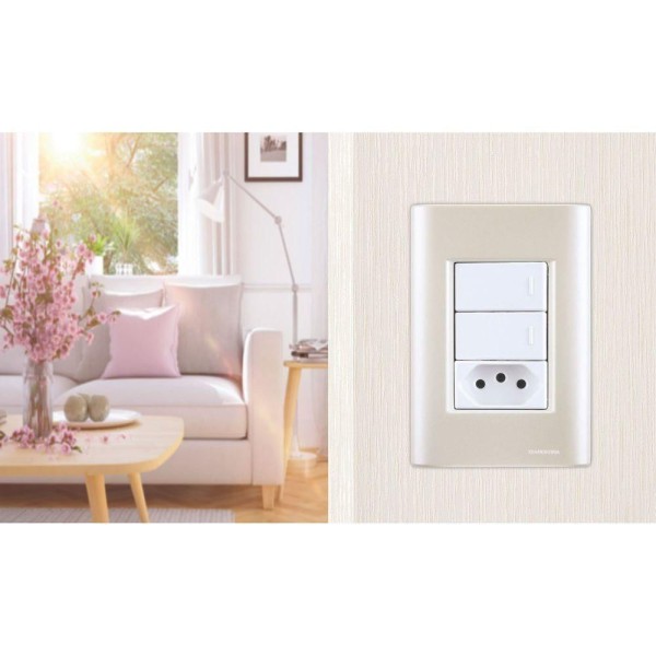 Encontraproduto.com.br - Espelho com 3 módulos giz 2x4 perola - tramontina