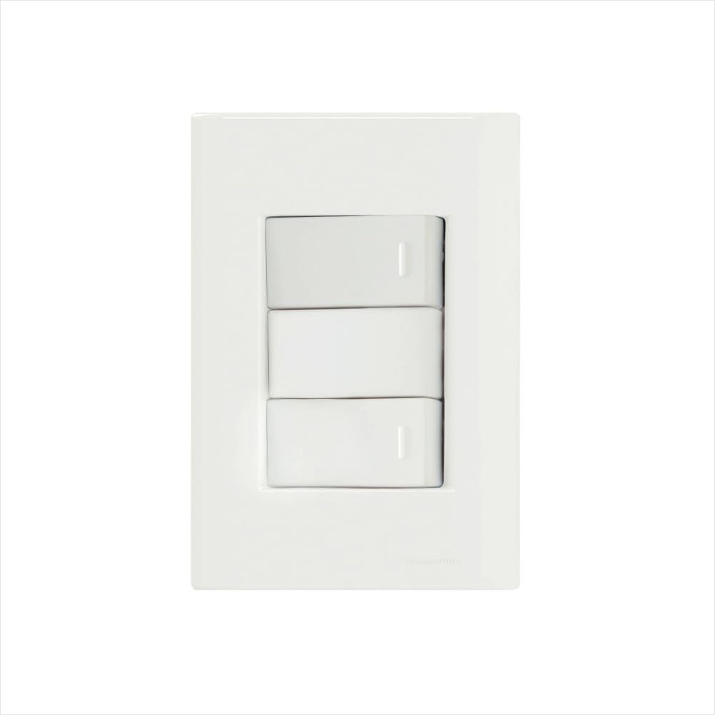 Encontraproduto.com.br - Conjunto Placa 4x2 com 2 Interruptores Simples 10 A 250 V Giz Branco - Tramontina.