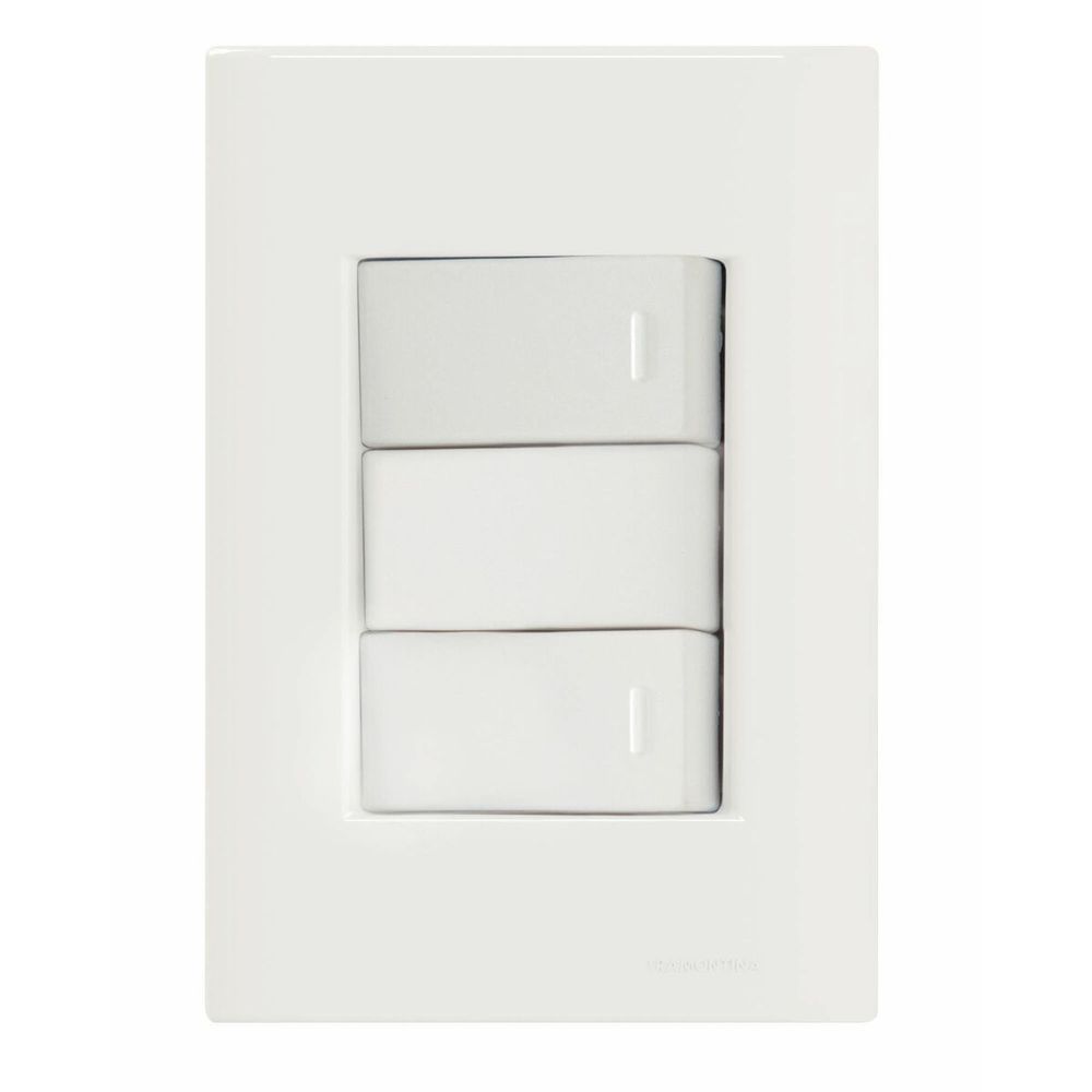 Encontraproduto.com.br - Conjunto Placa 4x2 com 2 Interruptores Simples 10 A 250 V Giz Branco - Tramontina.