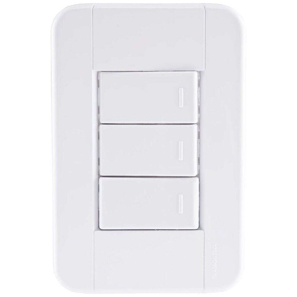 Encontraproduto.com.br - Conjunto Interruptor Tablet 3 Módulos 10A Branco Tramontina