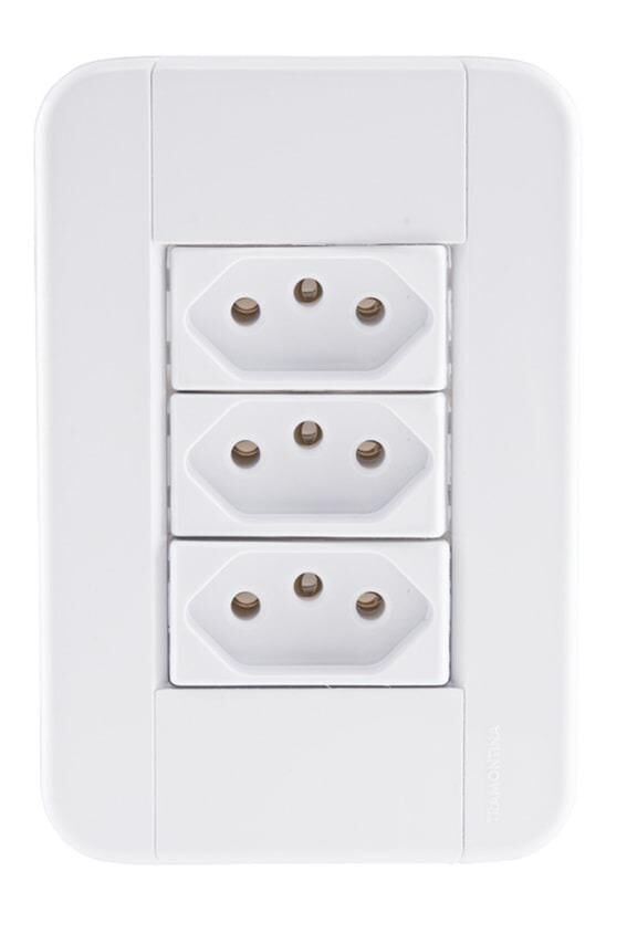 Encontraproduto.com.br - Conjunto Tomada Tablet 3 Módulos 2P+T 10A Branco Tramontina