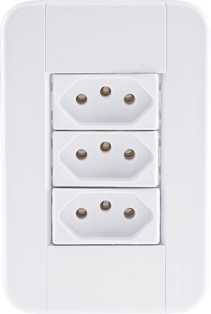 Encontraproduto.com.br - Conjunto Tomada Tablet 3 Módulos 2P+T 10A Branco Tramontina