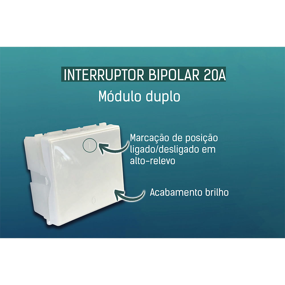 Encontraproduto.com.br - Módulo Interruptor Bipolar Simples Tramontina 20 A 250 V Branco