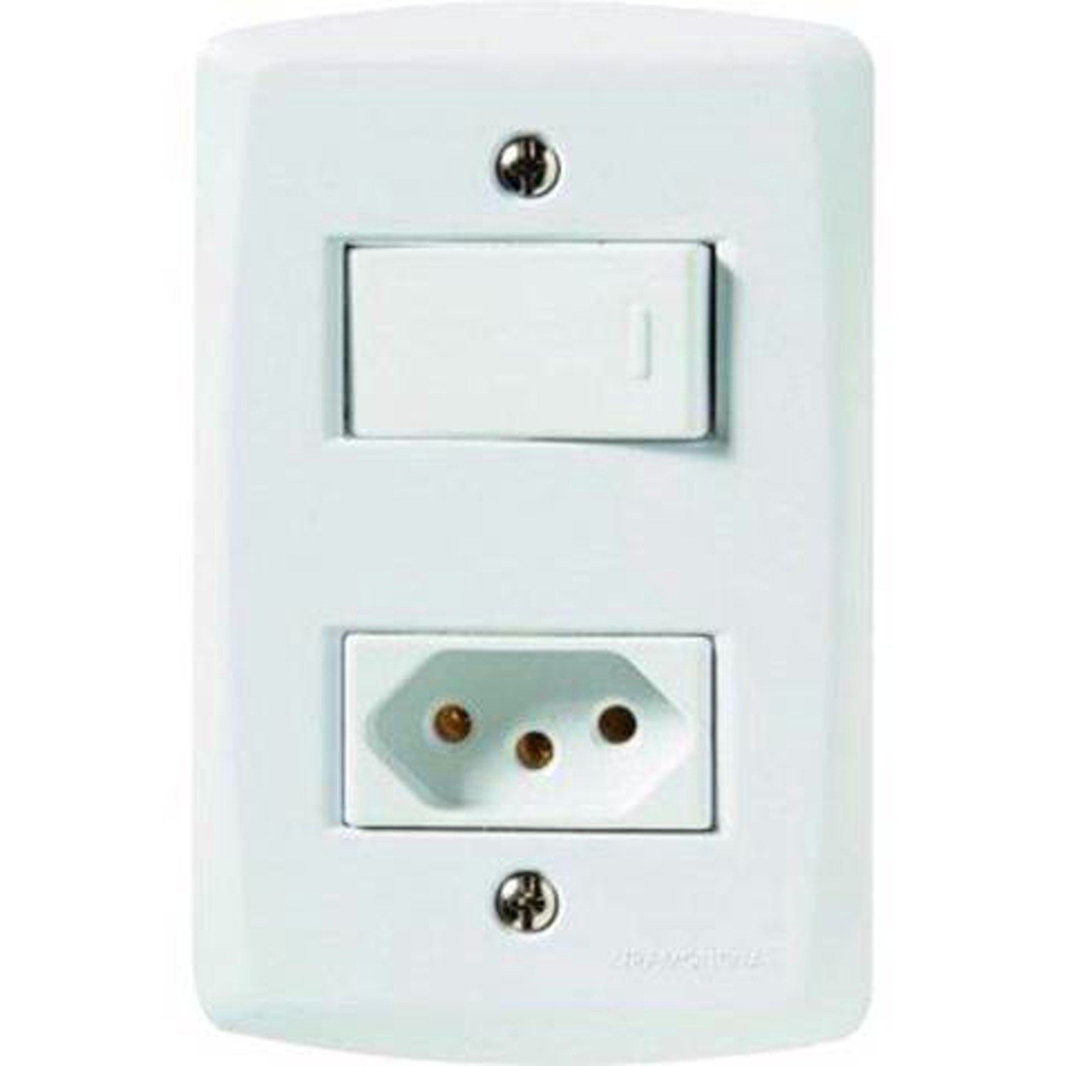 Encontraproduto.com.br - Conjunto 4x2 - 1 Interruptor Simples 10a 250v~ + 1 Tomada 2p+t 20a 250v~ Tramontina