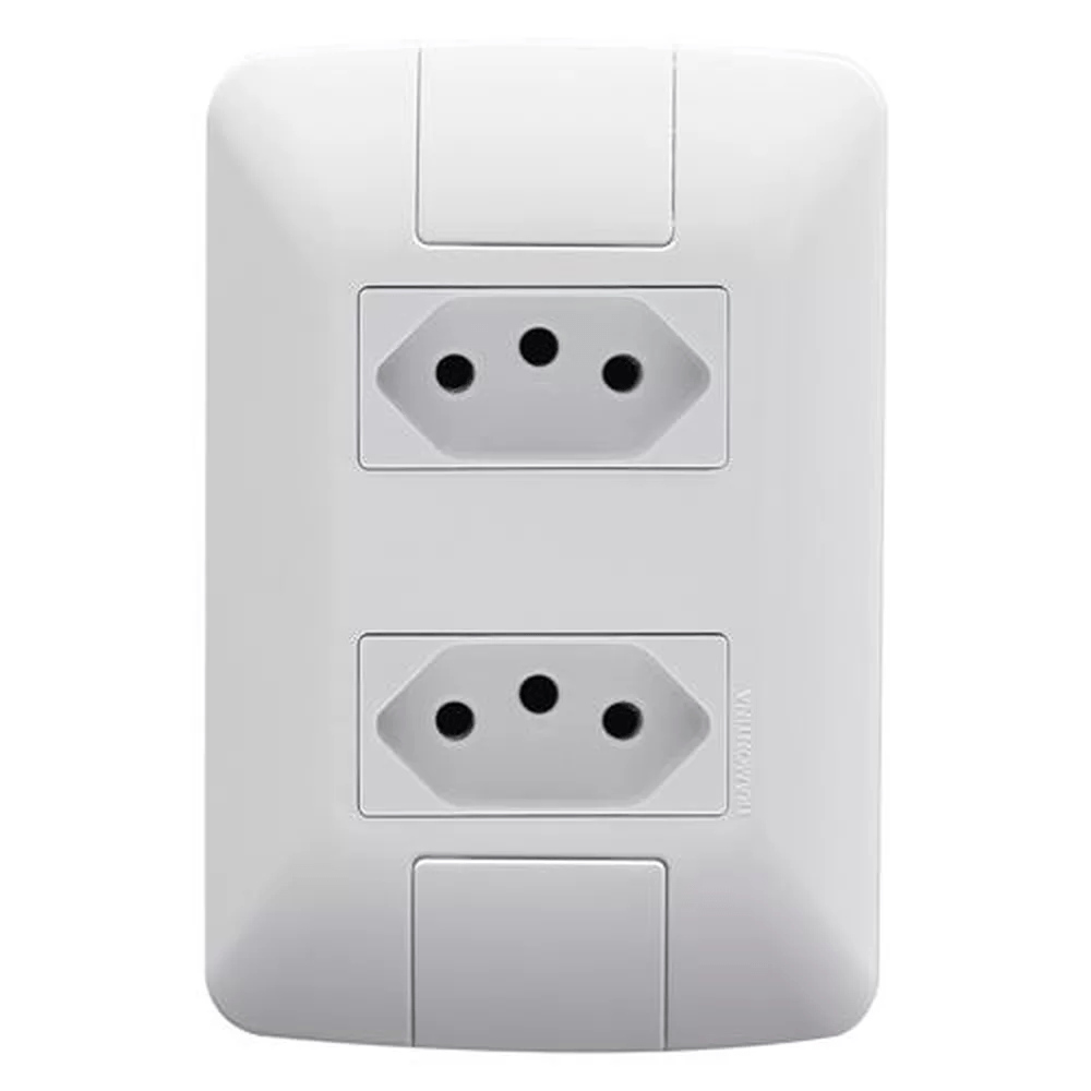 Tomada Tramontina Aria 2 Polos e 2 Tomadas 10A 250V Branco