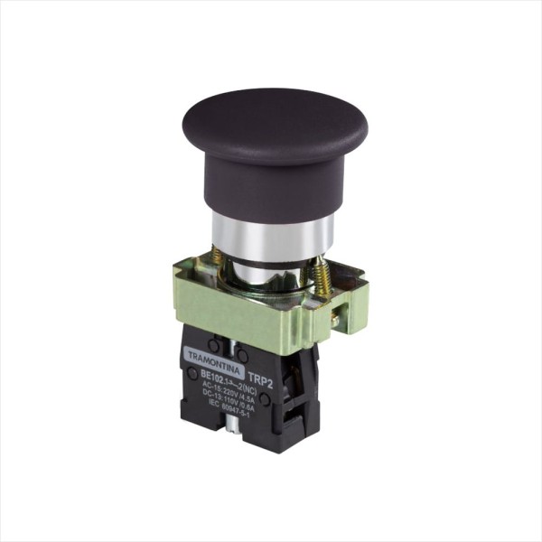 Encontraproduto.com.br - Botão Cogumelo Tramontina Trp2-BC22 1NF Preto com Base de Metal