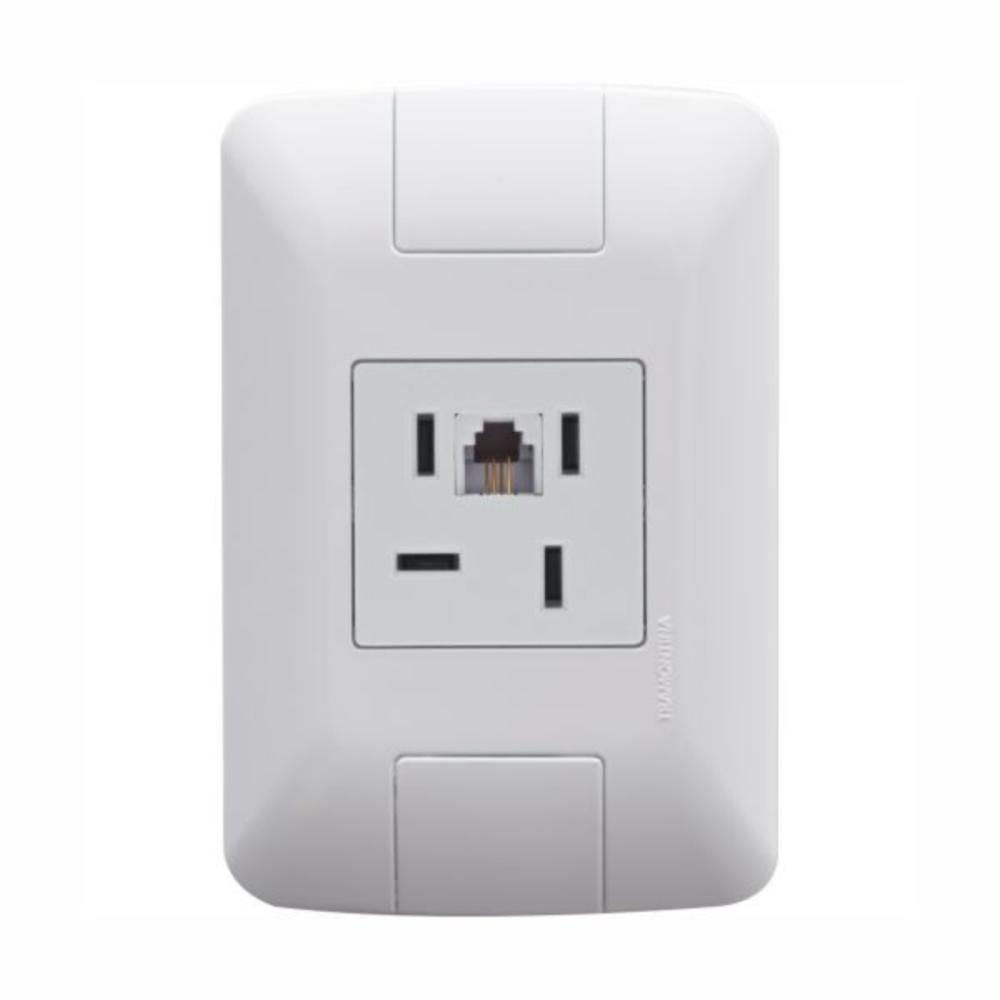 Conjunto 4x2 com 1 Tomada Telefone 4P e RJ11 Tramontina Aria Branco