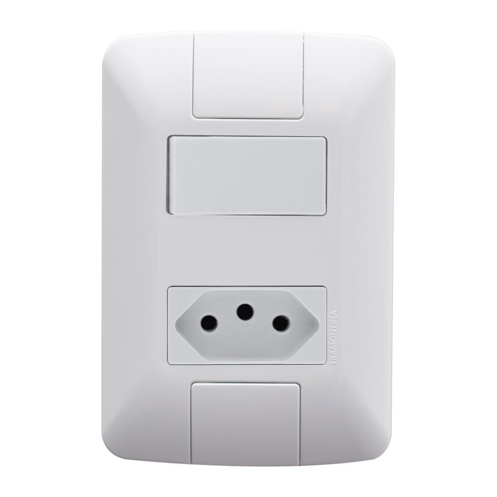 Encontraproduto.com.br - Conjunto 4x2 com 1 Interruptor Paralelo e 1 Tomada 2P+T Aria Branco 20A 250V - 57241048 - Tramontina