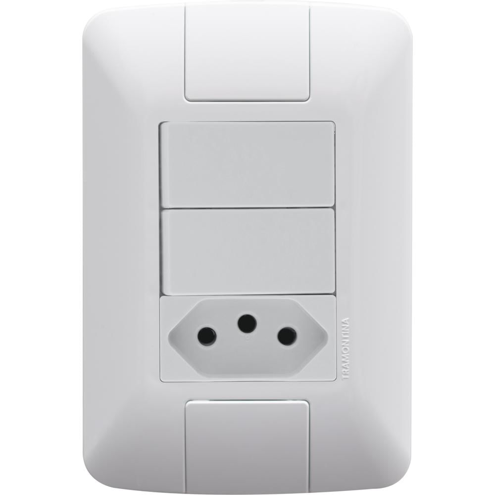 Conjunto 4x2 com 2 Interruptores Paralelos e 1 Tomada 2P+T Aria Branco 10A 250V - 57241074 - Tramontina