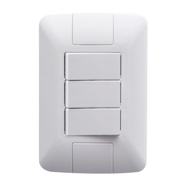 Encontraproduto.com.br - Conjunto 4x2 com 3 Interruptores Paralelos Aria Branco 6A 250V - 57241078 - Tramontina